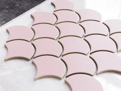 Ilcom Mosaïque en céramique sur filet pour salle de bain ou cuisine 29cm x 28.5cm - Pink sunset