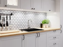 Ilcom Mosaïque en céramique sur filet pour salle de bain ou cuisine 30.0 cm x 26.5 cm - White plum