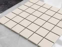 Ilcom Mosaïque en céramique sur filet pour salle de bain ou cuisine 30cm x 30cm - Beige river