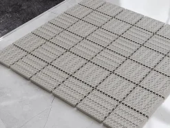 Ilcom Mosaïque en céramique sur filet pour salle de bain ou cuisine 30cm x 30cm - Beige river