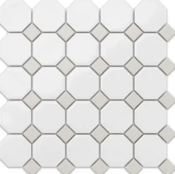 Ilcom Mosaïque en céramique sur maille pour salle de bain ou cuisine 29.3cm x 29.3cm - Castel del Monte