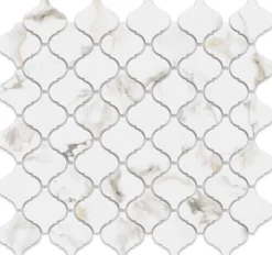 Mosaïque en céramique sur maille pour salle de bain ou cuisine 28.2 cm x 30 cm - Marble Arabesque-Ilcom