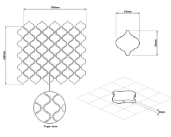 Mosaïque en céramique sur maille pour salle de bain ou cuisine 28.2 cm x 30 cm - Marble Arabesque-Ilcom