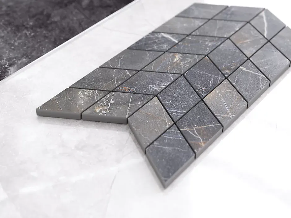 Mosaïque en gres sur maille pour salle de bain ou cuisine 17.2 cm x 29.8 cm - Mini diamond romb-Ilcom New