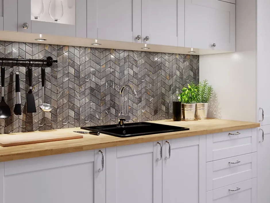 Mosaïque en gres sur maille pour salle de bain ou cuisine 17.2 cm x 29.8 cm - Mini diamond romb-Ilcom New