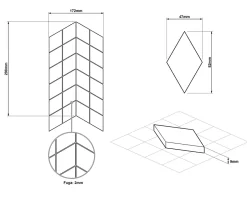 Mosaïque en gres sur maille pour salle de bain ou cuisine 17.2 cm x 29.8 cm - Mini diamond romb-Ilcom New