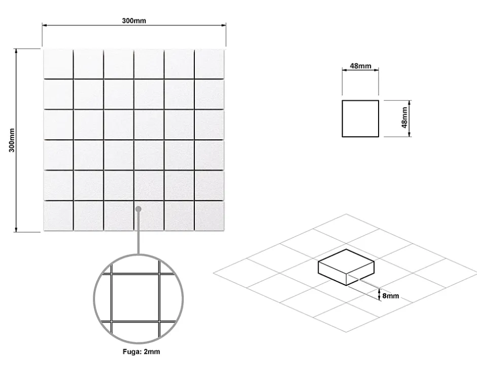 Mosaïque en gres sur maille pour salle de bain ou cuisine 29.9 cm x 29.9 cm - Big black cubes-Ilcom Outlet