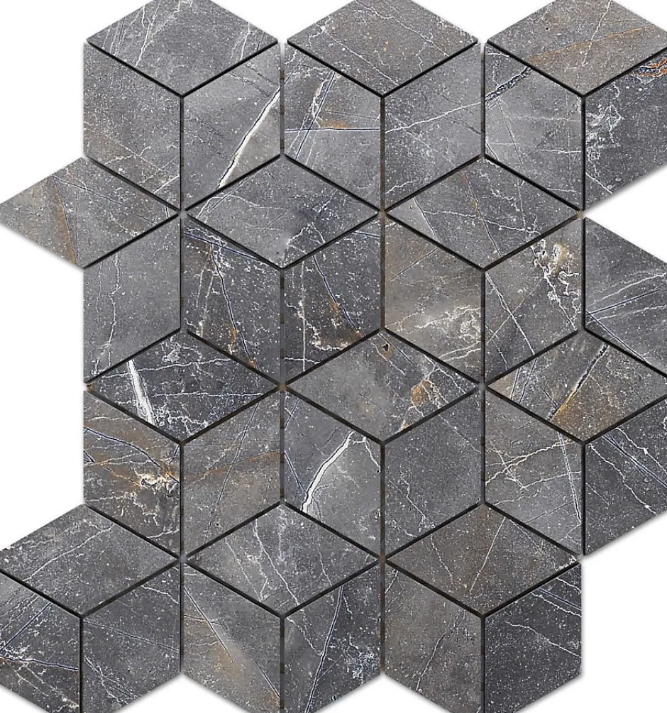 Mosaïque en gres sur maille pour salle de bain ou cuisine 26.5 cm x 30.5 cm - Diamond romb-Ilcom Online