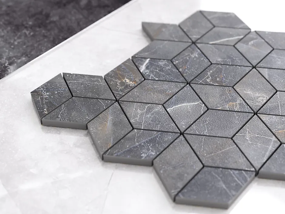 Mosaïque en gres sur maille pour salle de bain ou cuisine 26.5 cm x 30.5 cm - Diamond romb-Ilcom Online