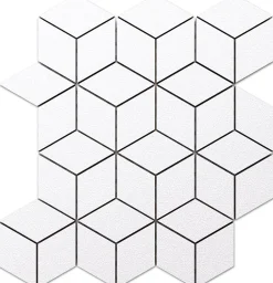 Mosaïque en gres sur maille pour salle de bain ou cuisine 26.5 cm x 30.5 cm - White diamod romb-Ilcom Online