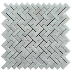 Mosaïque en Marbre Blanc Mugla Aiguisé - Chevrons 3,2X1,5X1CM-Albedo Pierre