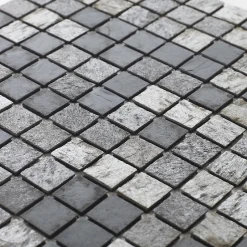 U-tile Mosaïque en pierre naturelle 100 x 50 cm - carreau 2,5 x 2,5 cm mixte gris