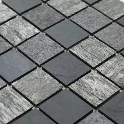 U-tile Mosaïque en pierre naturelle 30 x 30 xm - carreau 5 x 5 cm mixte gris