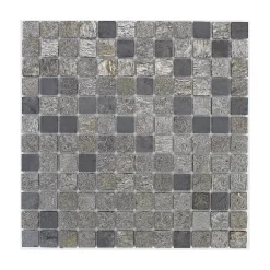 Mosaïque en pierre naturelle 30 x 30 cm - carreau 2,5 x 2,5 cm mixte gris-U-tile Outlet
