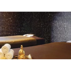 Aelle Carrelage Mosaïque en pâte de verre aspect marbre noir mate 2,5x2,5 cm ZEN BLACK MARBRE