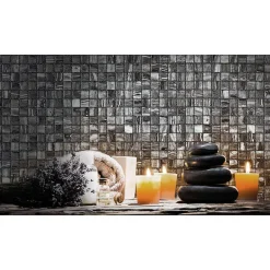 Aelle Carrelage Mosaïque en pâte de verre aspect marbre gris/noir mate 2,5x2,5 cm ZEN FIOR DI BOSCO