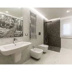 Aelle Carrelage Mosaïque en pâte de verre aspect marbre mate 2,5x2,5 cm ZEN CARRARA