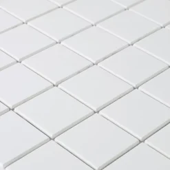 U-tile Mosaïque en solid surface 100 x 50 cm - carreau 5 x 5 cm blanc pur lisse