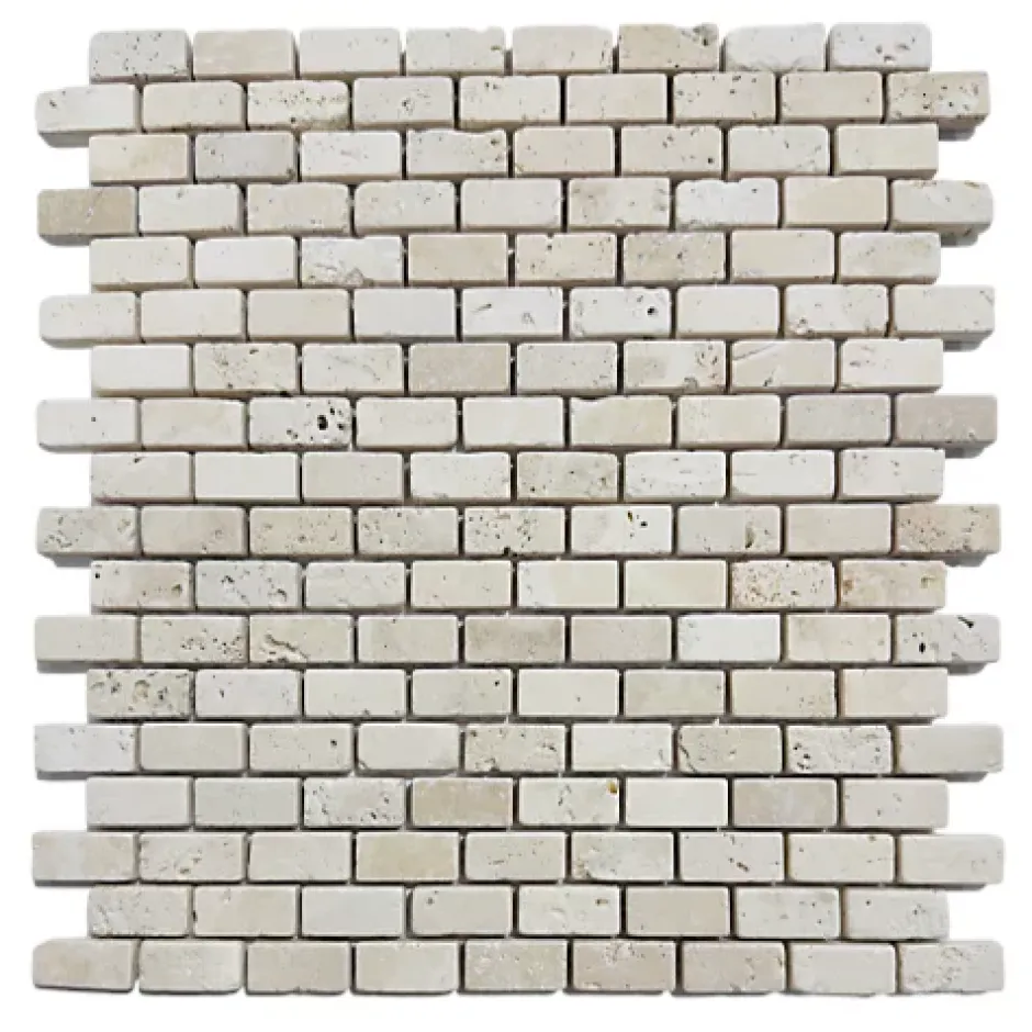 Mosaïque en Travertin Blanc Ivoire vieilli - 1,5x3,2x1CM-Albedo Pierre Online