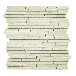 Albedo Pierre Mosaïque en Travertin Blanc Ivoire Vieilli - Stripes