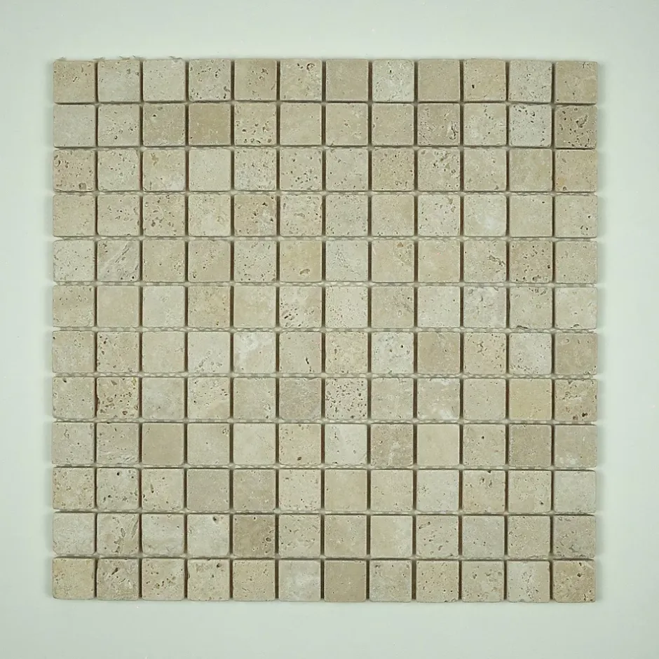 Albedo Pierre Mosaïque en Travertin Ivoire vieilli 2,3x2,3x1 CM