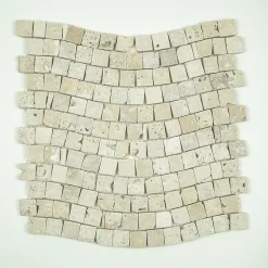 Mosaïque en travertin ivoire vieilli - Vague-Albedo Pierre Sale