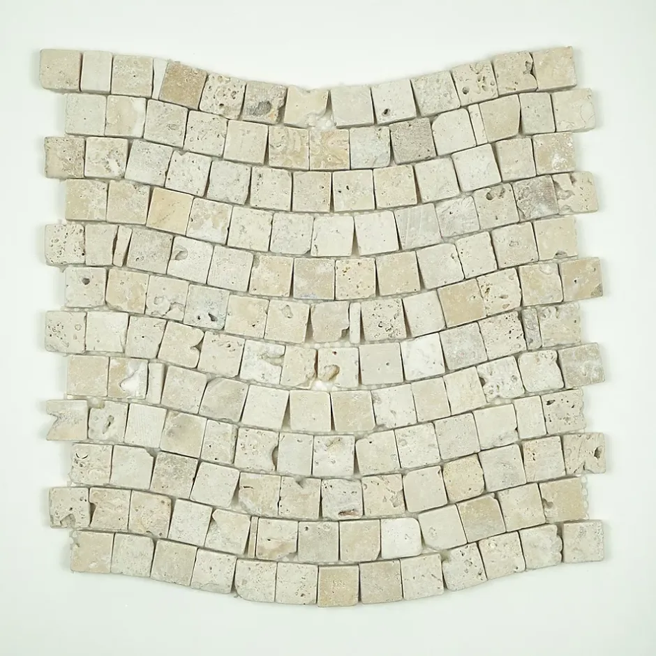 Mosaïque en travertin ivoire vieilli - Vague-Albedo Pierre Sale