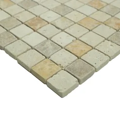 Albedo Pierre Mosaïque en Travertin mix 3 couleurs - 3,2X3,2X1 CM