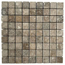 Mosaïque en Travertin Noçe vieilli. 3,2x3,2x1cm-Albedo Pierre Discount