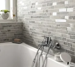 Casa Linea Mosaïque en verre gris Bois Brillant 34 x 29,5 cm