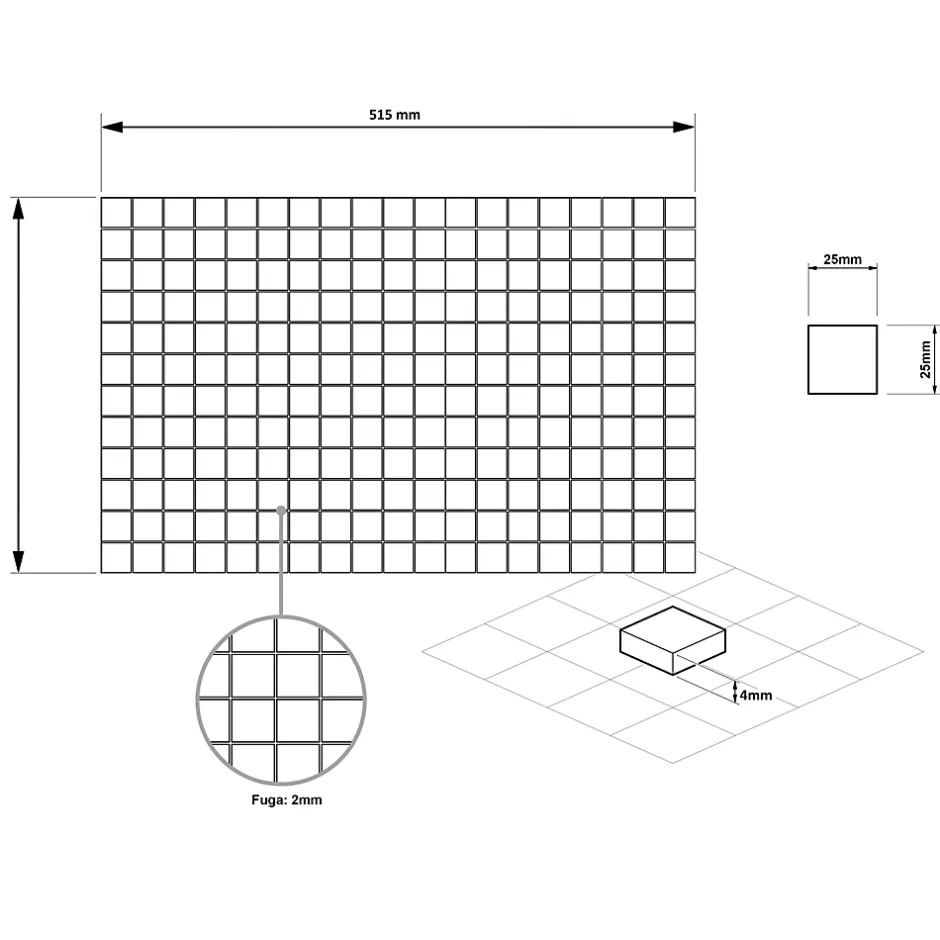 Mosaïque en verre pressé pour piscines, bains et saunas 32.5 cm x 51.5 cm - Lagoon-Ilcom Hot