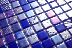 Mosaïque en verre pressé sur maille pour piscine 32.5cm x 51.5cm - Alves Blend Cobalt (0,167m²)-Ilcom New