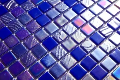 Mosaïque en verre pressé sur maille pour piscine 32.5cm x 51.5cm - Alves Blend Cobalt (0,167m²)-Ilcom New