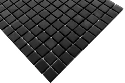 Mosaïque en verre sur filet pour salle de bain ou cuisine 30 cm x 30 cm - Velvet black-Ilcom Discount