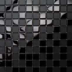 Mosaïque en verre sur filet pour salle de bain ou cuisine 30 cm x 30 cm - Black obsidian-Ilcom Outlet