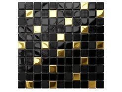 Mosaïque en verre sur filet pour salle de bain ou cuisine 30 cm x 30 cm - Volcano gold-Ilcom Hot
