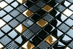 Mosaïque en verre sur filet pour salle de bain ou cuisine 30 cm x 30 cm - Volcano gold-Ilcom Hot