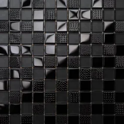 Mosaïque en verre sur filet pour salle de bain ou cuisine 30 cm x 30 cm - Carbon-Ilcom New