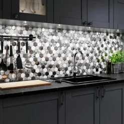 Ilcom Mosaïque en verre sur filet pour salle de bain ou cuisine 30.0cm x 30.3cm - Grey lava