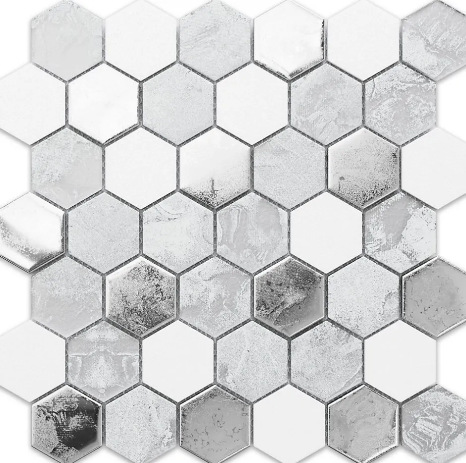 Ilcom Mosaïque en verre sur filet pour salle de bain ou cuisine 30.0cm x 30.3cm - Grey lava