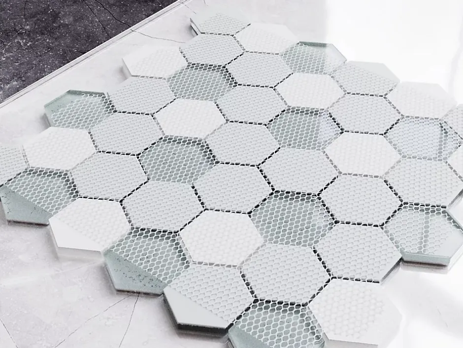 Ilcom Mosaïque en verre sur filet pour salle de bain ou cuisine 30.0cm x 30.3cm - Grey lava