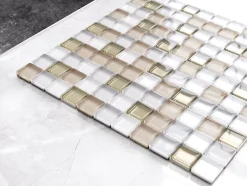 Mosaïque en verre sur filet pour salle de bain ou cuisine 30 cm x 30 cm - Caffelatte-Ilcom Clearance