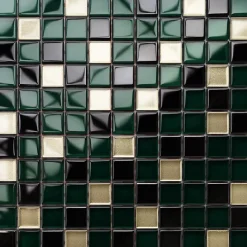 Mosaïque en verre sur filet pour salle de bain ou cuisine 30 cm x 30 cm - Green relax-Ilcom Discount