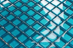 Mosaïque en verre sur filet pour salle de bain ou cuisine 30 cm x 30 cm -Blue metal-Ilcom New