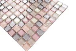 Mosaïque en verre sur filet pour salle de bain ou cuisine 30 cm x 30 cm - Flamingo-Ilcom Discount