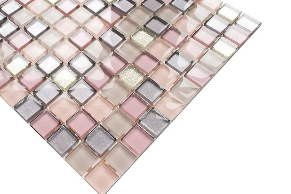 Mosaïque en verre sur filet pour salle de bain ou cuisine 30 cm x 30 cm - Flamingo-Ilcom Discount