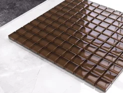 Mosaïque en verre sur filet pour salle de bain ou cuisine 30 cm x 30 cm - Chocolate-Ilcom Best