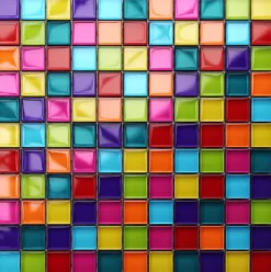 Ilcom Mosaïque en verre sur filet pour salle de bain ou cuisine 30 cm x 30 cm - Rainbow