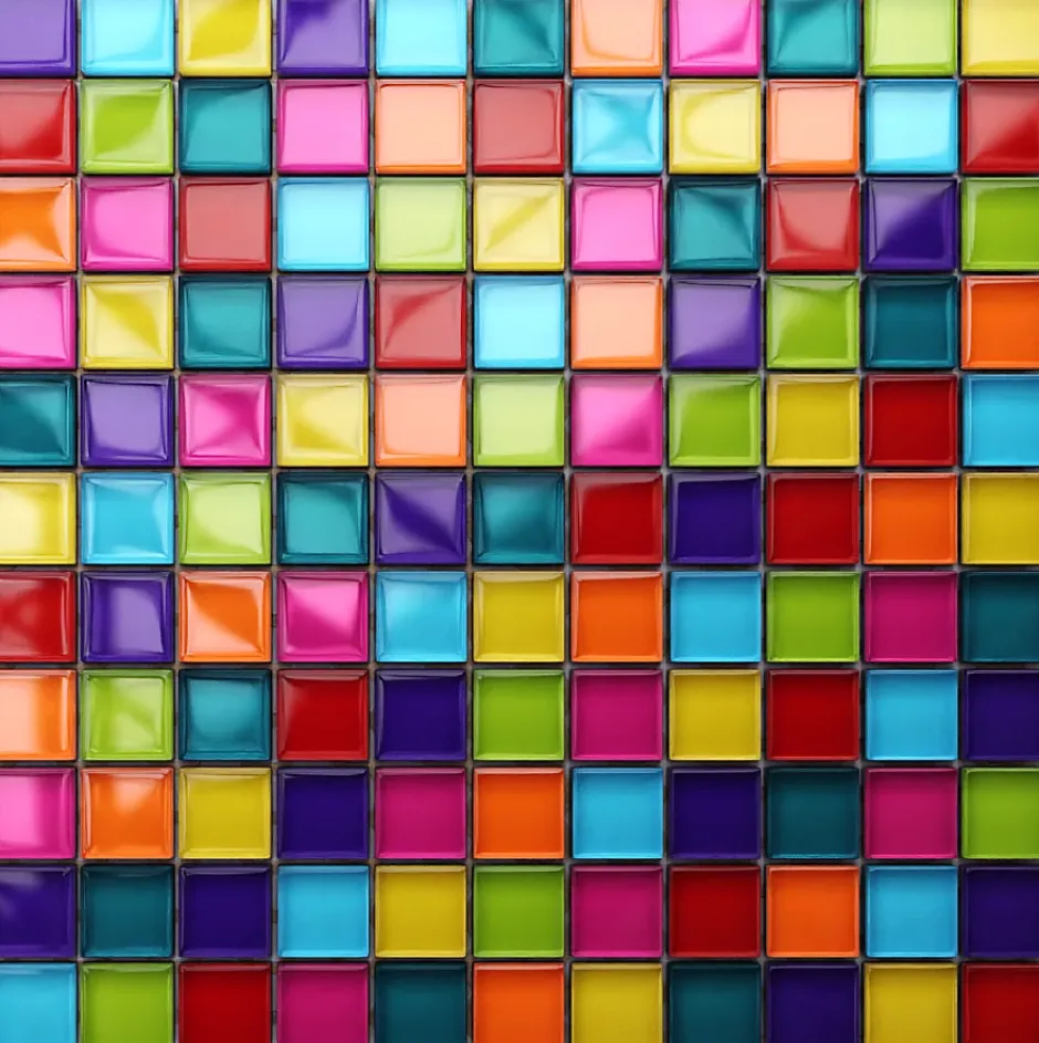 Ilcom Mosaïque en verre sur filet pour salle de bain ou cuisine 30 cm x 30 cm - Rainbow