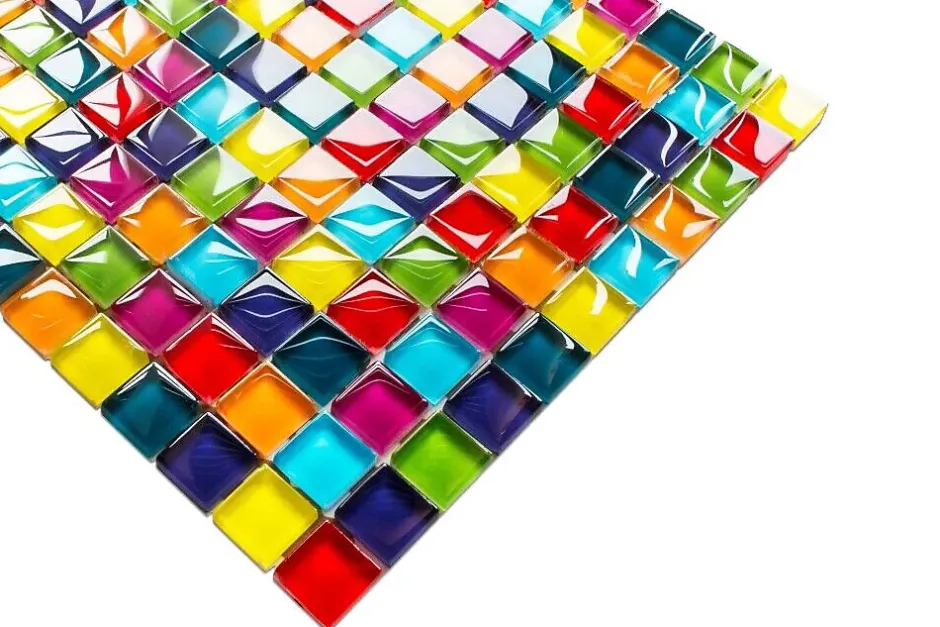 Ilcom Mosaïque en verre sur filet pour salle de bain ou cuisine 30 cm x 30 cm - Rainbow